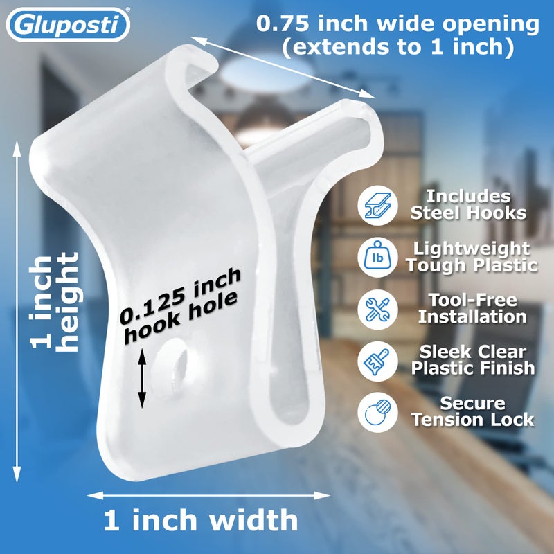 Gluposti 25 Clear Ceiling Grid Clips & 25 S-Hook Sign Hanging Kit, Light-Duty Suspended Tile Drop Ceiling Hooks for Hanging Classroom Decorations, Office Decor, Retail Signs, 0.75" W x 1" H - Image 2
